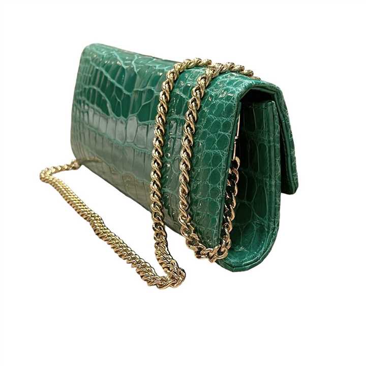 Ginger Seafoam Alligator Clutch