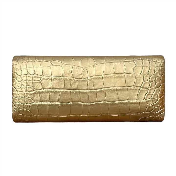 Ginger Metallic Gold Alligator Clutch