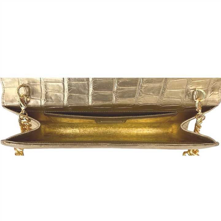 Ginger Metallic Gold Alligator Clutch