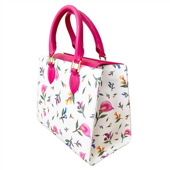 Calla Lily Leather and Pink Calfskin Small Tote