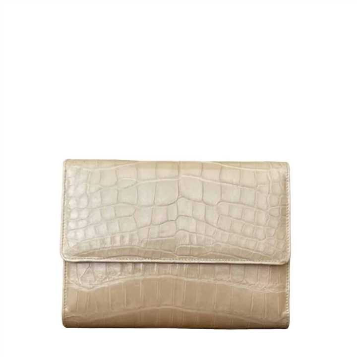 Beige Alligator Clutch