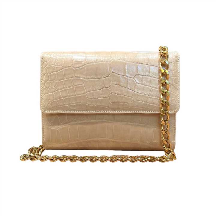 Beige Alligator Clutch