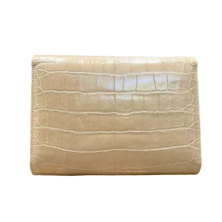 Beige Alligator Clutch